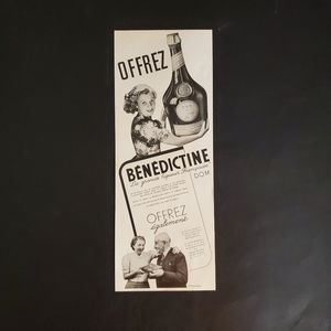 Benedictine Original Print Magazine Advertisement From 1938 French Vintage